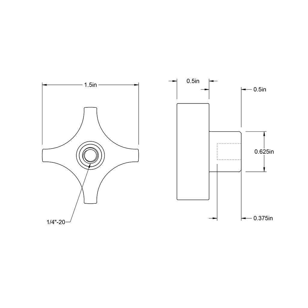 Phenolic Plastic Star Knobs, Bag of 4