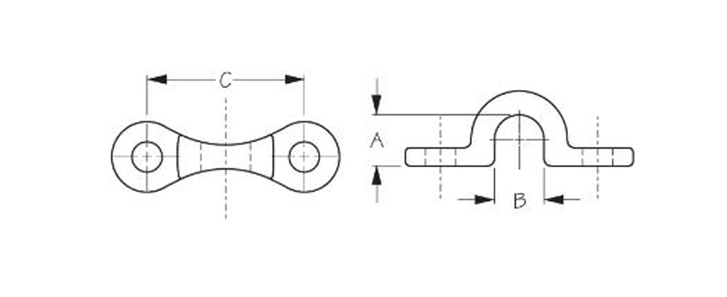 Pad Eye: Narrow Saddle Stainless for Canoes